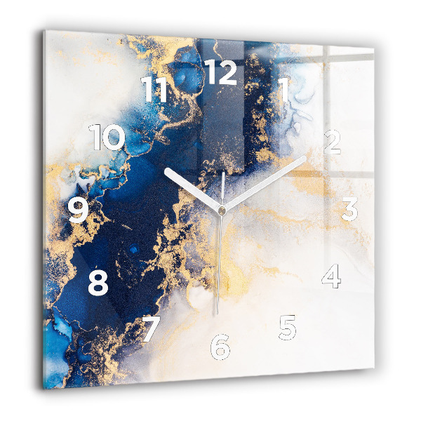 Square glass wall clock Marble pattern