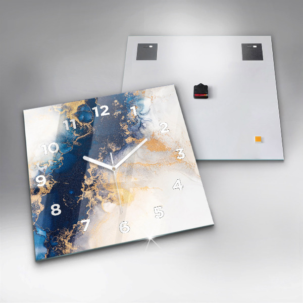 Square glass wall clock Marble pattern