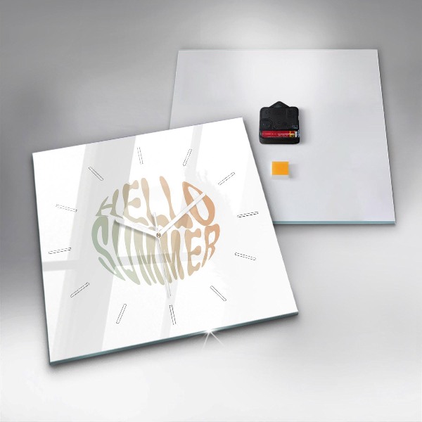 Square glass wall clock Hello Summer!