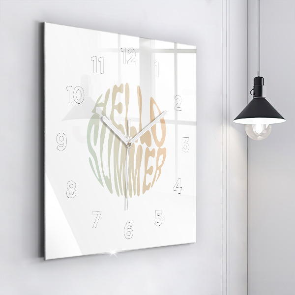 Square glass wall clock Hello Summer!