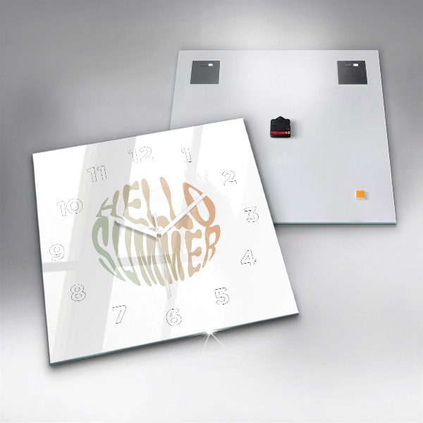 Square glass wall clock Hello Summer!