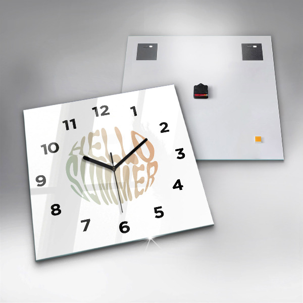Square glass wall clock Hello Summer!