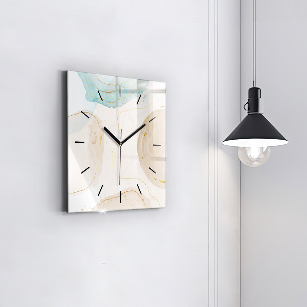 Square glass wall clock Watercolor stains