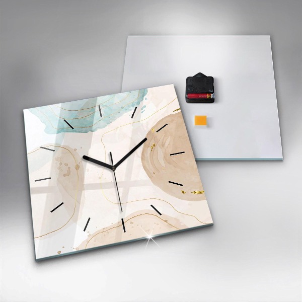 Square glass wall clock Watercolor stains