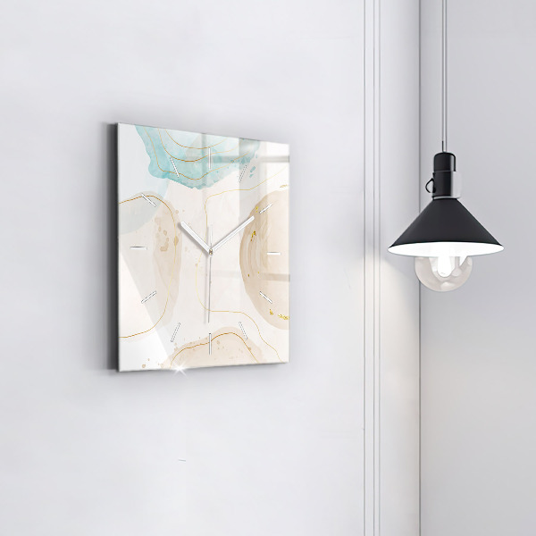 Square glass wall clock Watercolor stains
