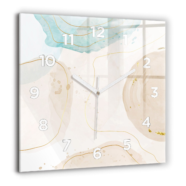 Square glass wall clock Watercolor stains