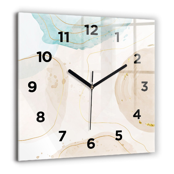 Square glass wall clock Watercolor stains