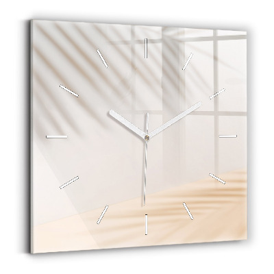 Square glass wall clock Creamy abstraction