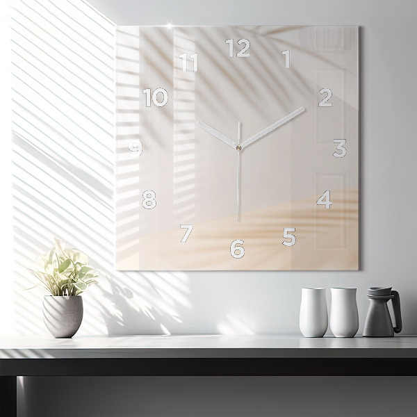 Square glass wall clock Creamy abstraction