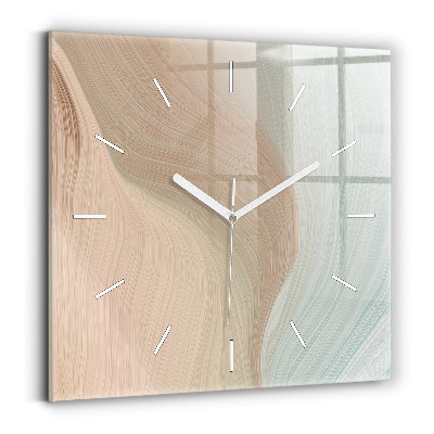 Square glass wall clock Wave abstraction