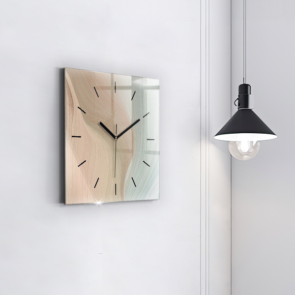 Square glass wall clock Wave abstraction