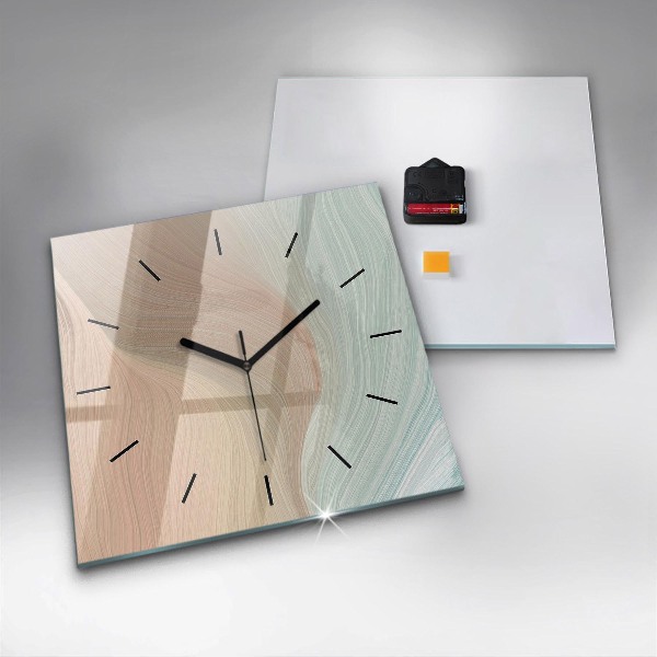 Square glass wall clock Wave abstraction