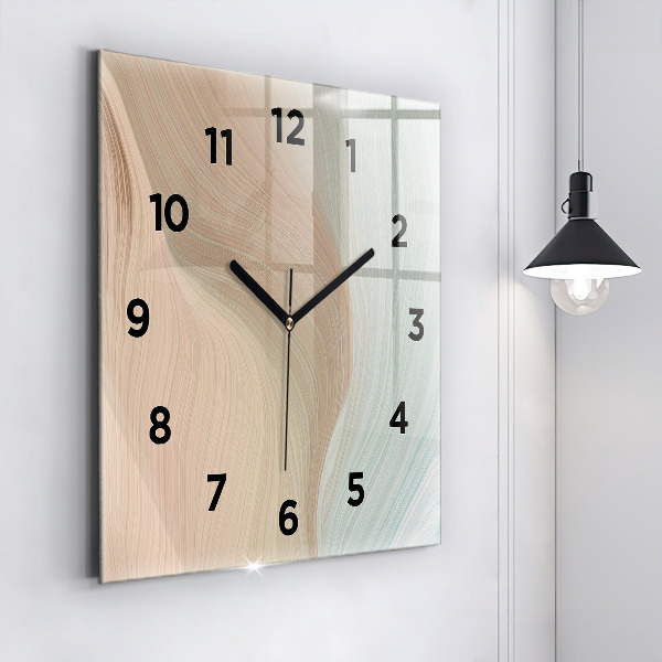 Square glass wall clock Wave abstraction