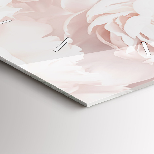 Square glass wall clock Peony flowers
