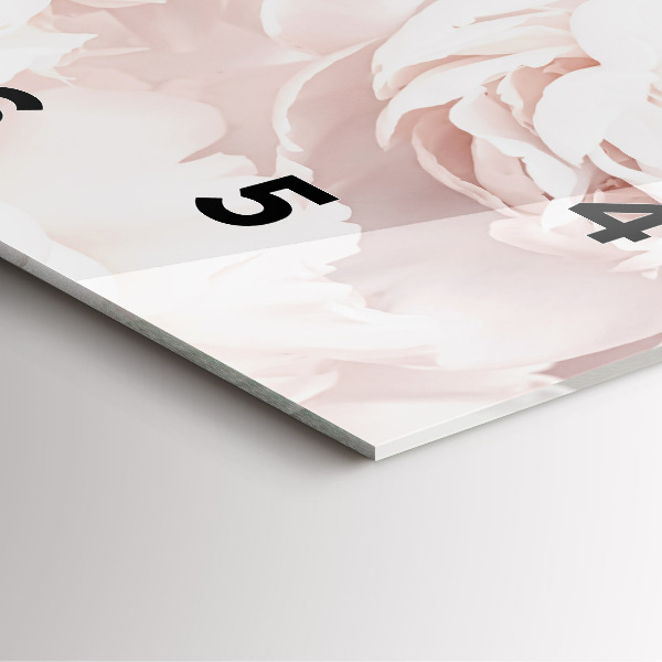 Square glass wall clock Peony flowers