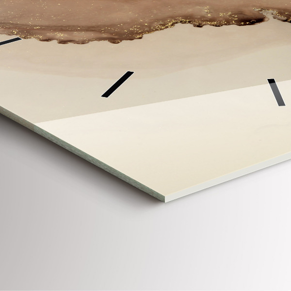 Square glass wall clock Beige modern art