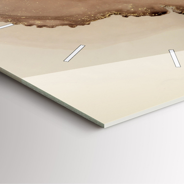 Square glass wall clock Beige modern art