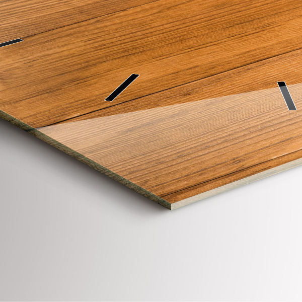 Square glass wall clock Wooden boards