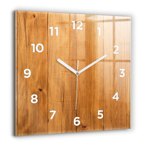 Square glass wall clock Wooden boards