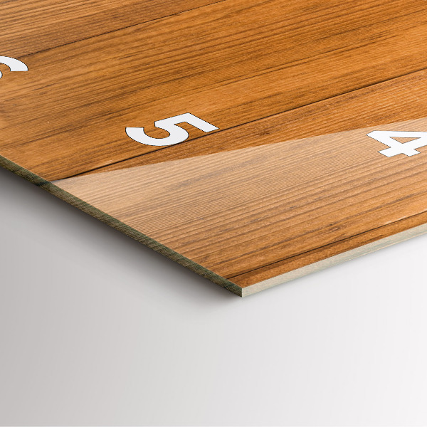 Square glass wall clock Wooden boards