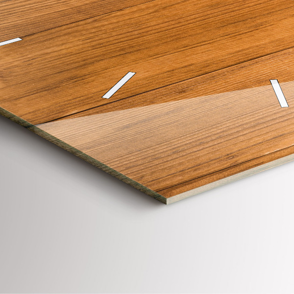 Square glass wall clock Wooden boards