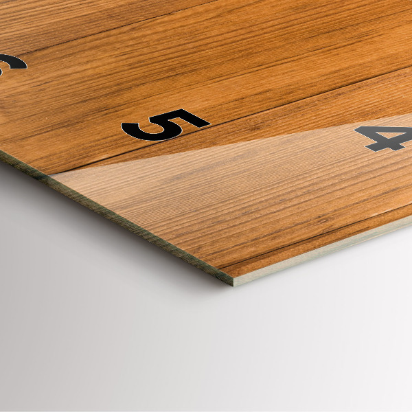 Square glass wall clock Wooden boards