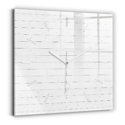 Square glass wall clock Wooden panels pattern