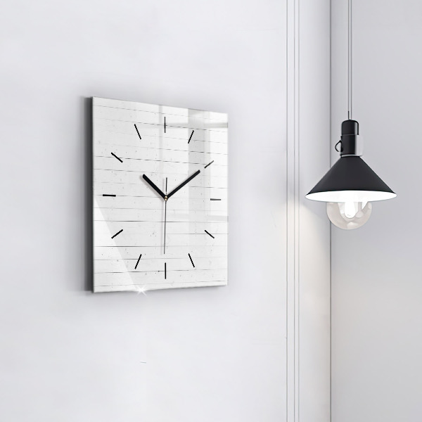 Square glass wall clock Wooden panels pattern
