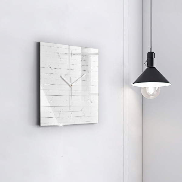 Square glass wall clock Wooden panels pattern