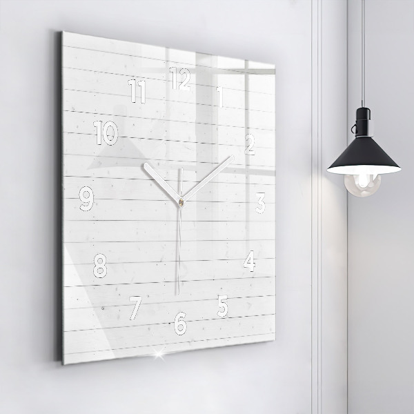 Square glass wall clock Wooden panels pattern