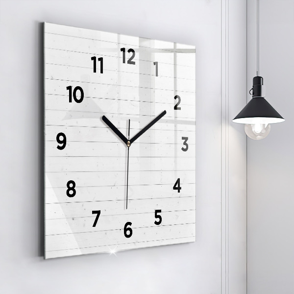 Square glass wall clock Wooden panels pattern