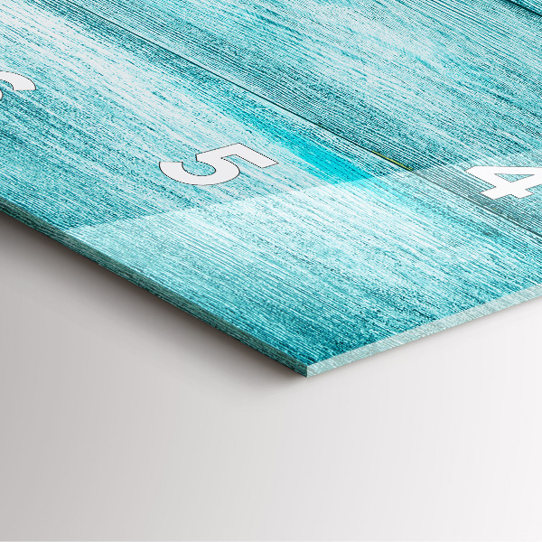 Square glass wall clock Blue old wood