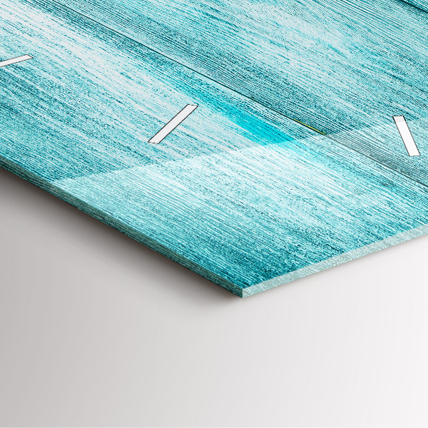 Square glass wall clock Blue old wood