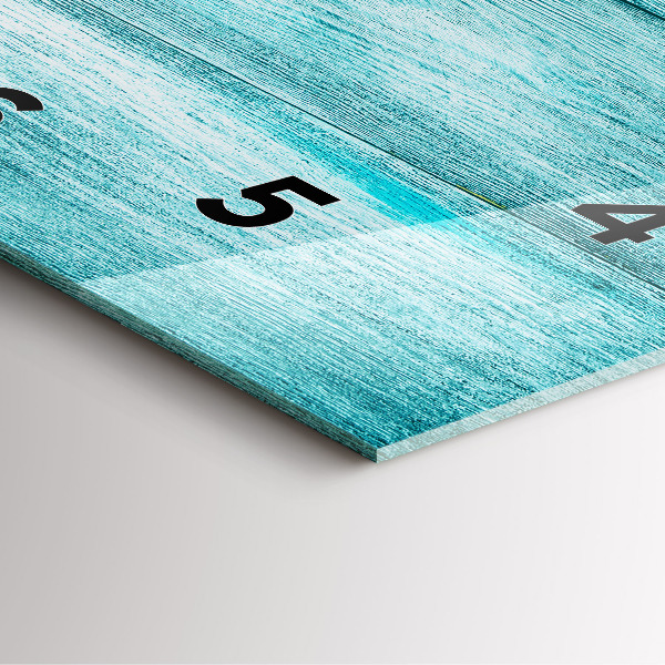 Square glass wall clock Blue old wood