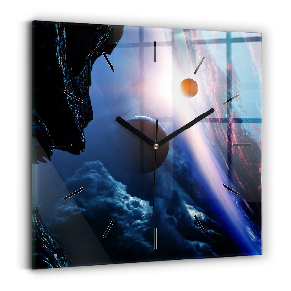 Square glass wall clock Great Galaxy