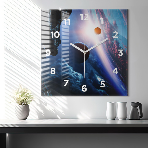 Square glass wall clock Great Galaxy