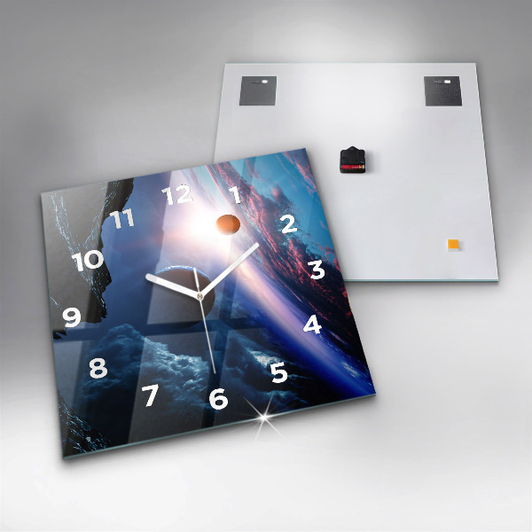 Square glass wall clock Great Galaxy