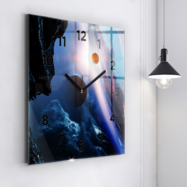 Square glass wall clock Great Galaxy