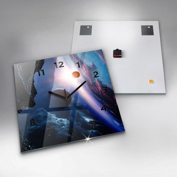 Square glass wall clock Great Galaxy