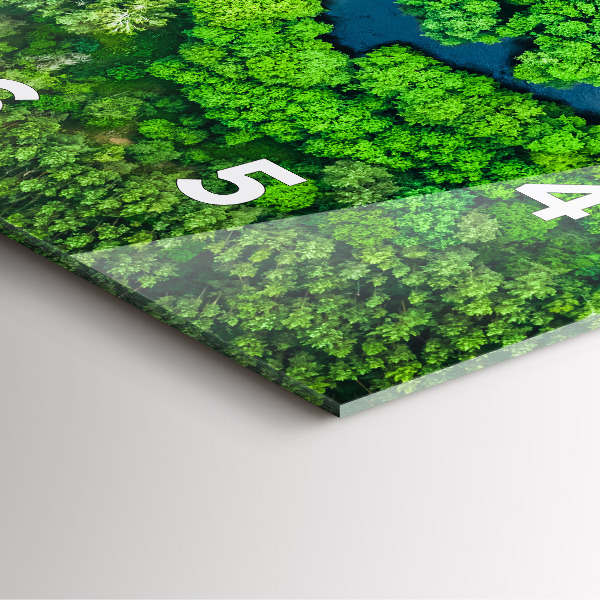 Square glass wall clock River in the forest