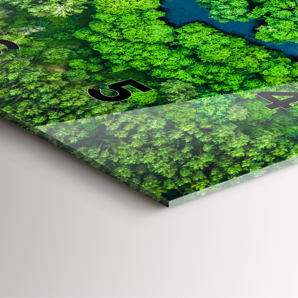 Square glass wall clock River in the forest