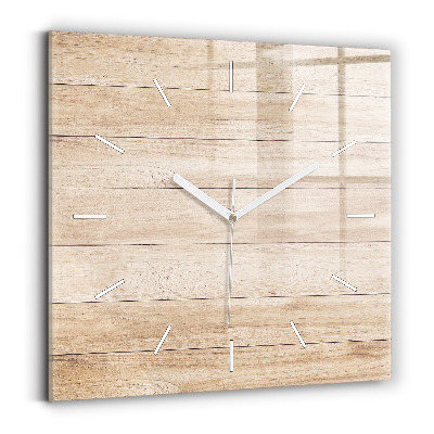 Square glass wall clock Wooden texture