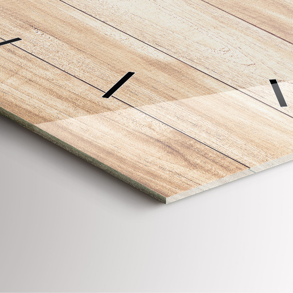 Square glass wall clock Wooden texture