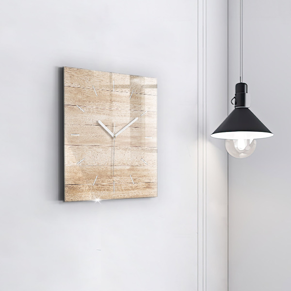 Square glass wall clock Wooden texture