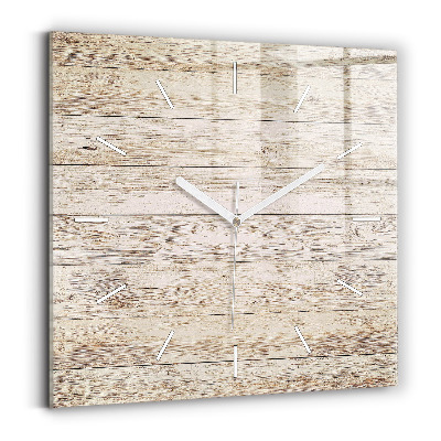 Square glass wall clock Wooden panels