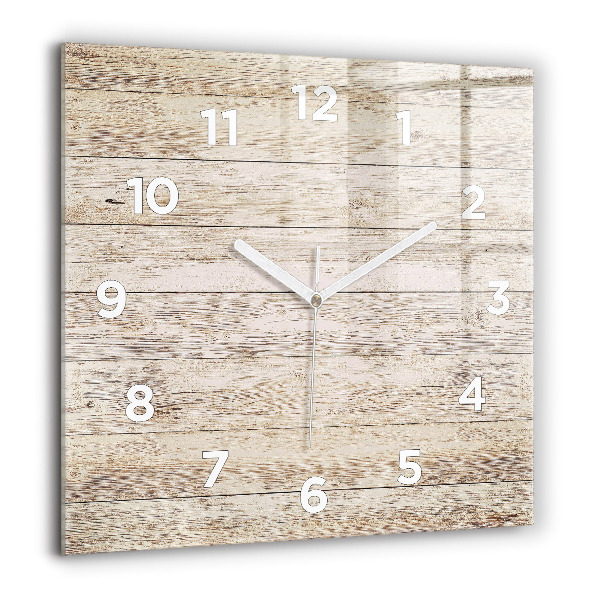 Square glass wall clock Wooden panels
