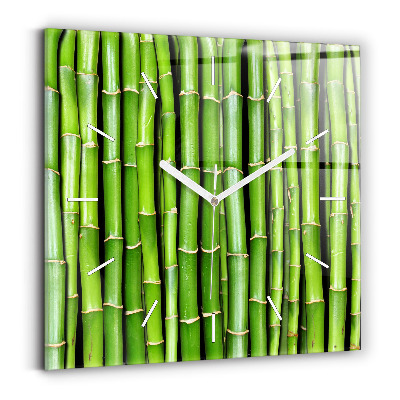 Square glass wall clock Asian Bamboo