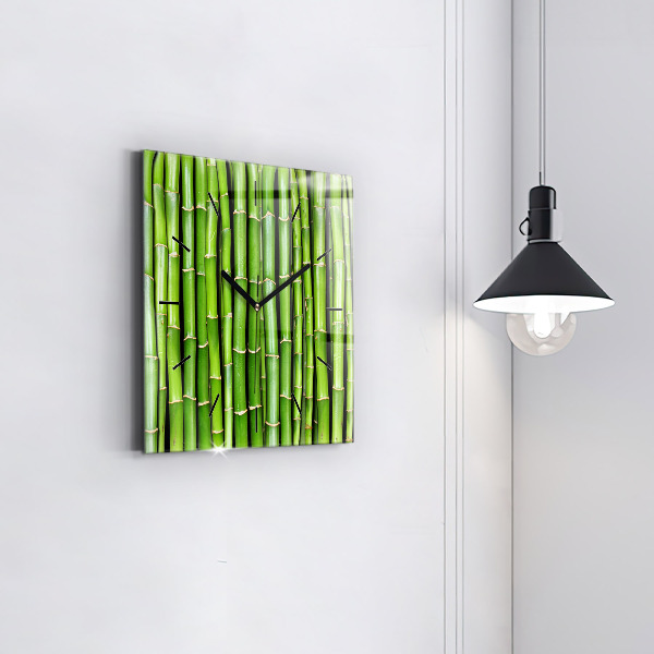 Square glass wall clock Asian Bamboo