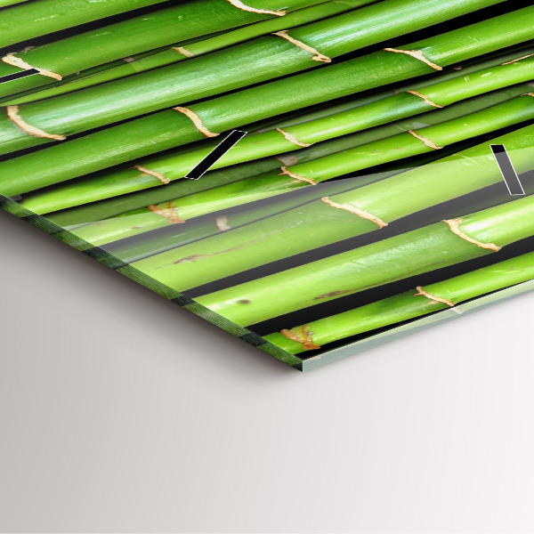 Square glass wall clock Asian Bamboo