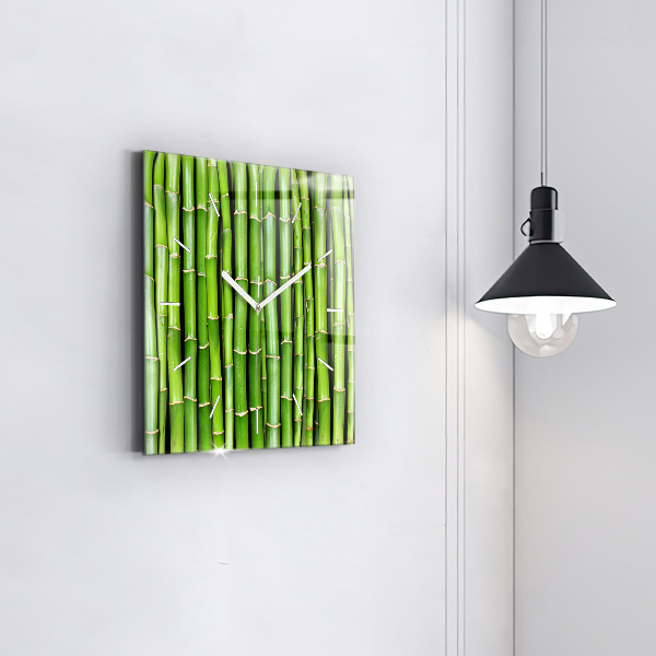 Square glass wall clock Asian Bamboo